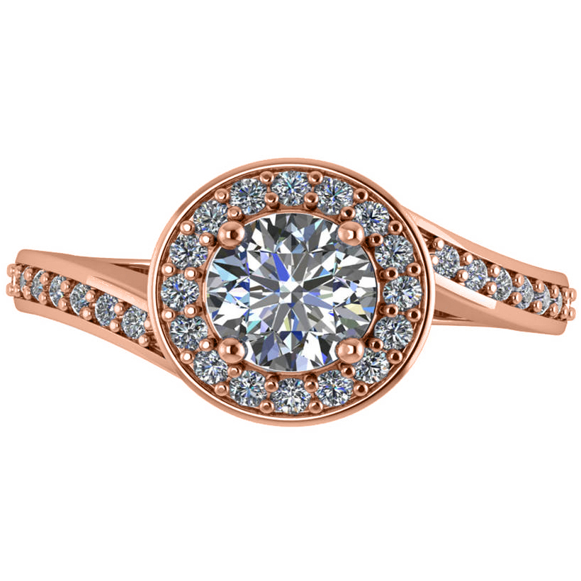 Round Diamond Halo Engagement Ring 14k Rose Gold (1.40ct)