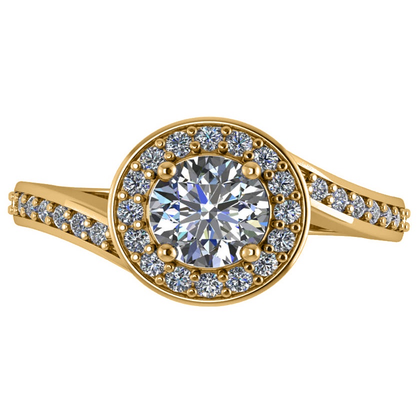 Round Diamond Halo Engagement Ring 14k Yellow Gold (1.40ct)