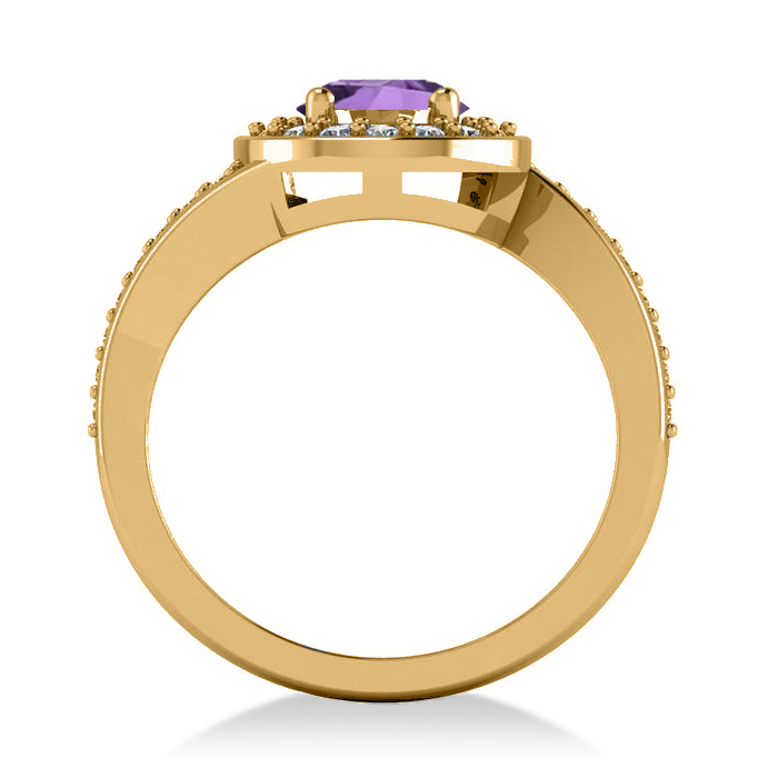 Round Amethyst Halo Engagement Ring 14k Yellow Gold (1.40ct)