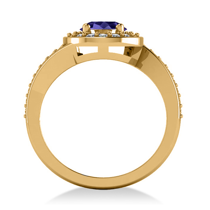 Round Tanzanite Halo Engagement Ring 14k Yellow Gold (1.40ct)