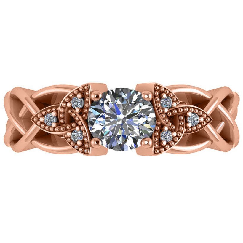 Celtic Round Diamond Engagement Ring 14k Rose Gold (1.06ct)