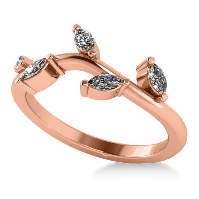 Marquise Diamond Vine Leaf Wedding Band 14k Rose Gold (0.45ct)