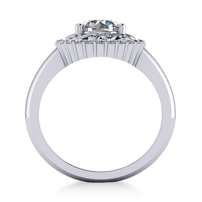 Diamond Swirl Halo Engagement Ring 14k White Gold (1.24ct)