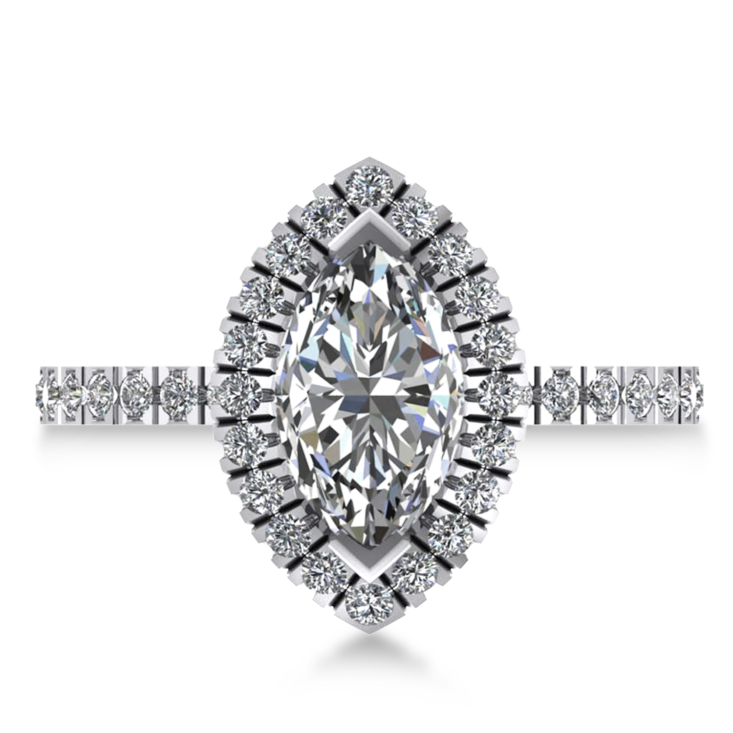 Diamond Marquise Halo Engagement Ring 14k White Gold (1.84ct)