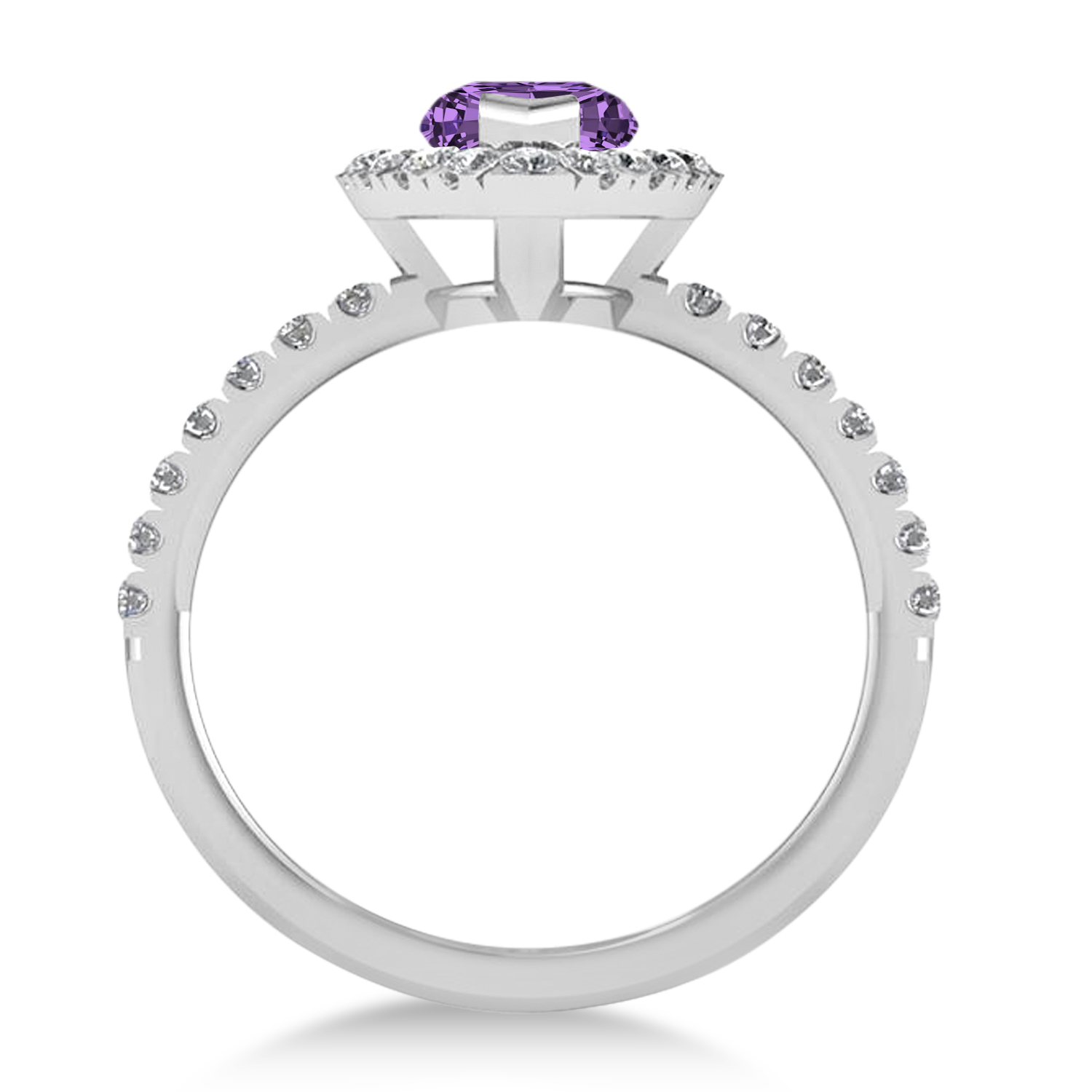 Amethyst & Diamond Marquise Halo Engagement Ring 14k White Gold (1.84ct)
