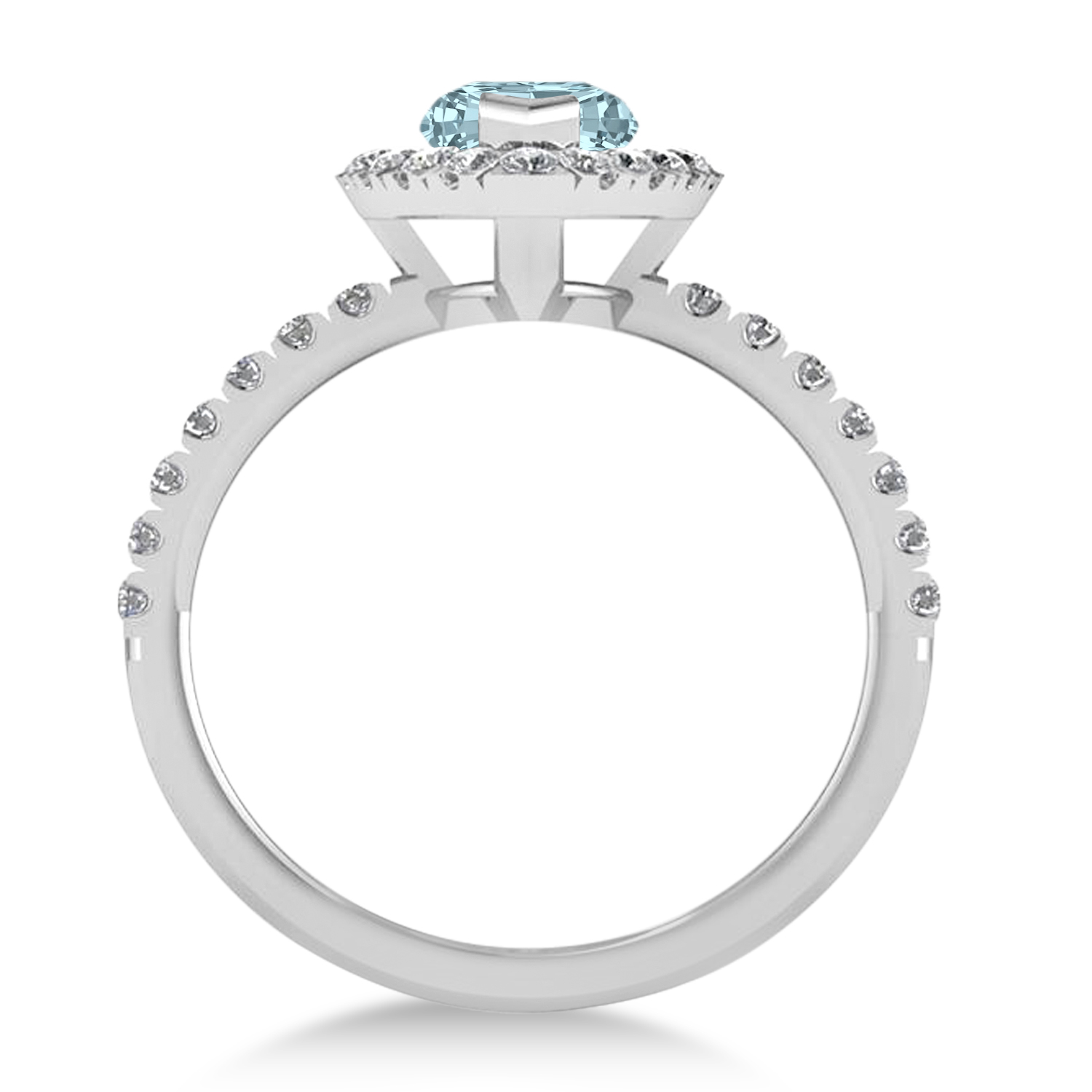 Aquamarine & Diamond Marquise Halo Engagement Ring 14k White Gold (1.84ct)