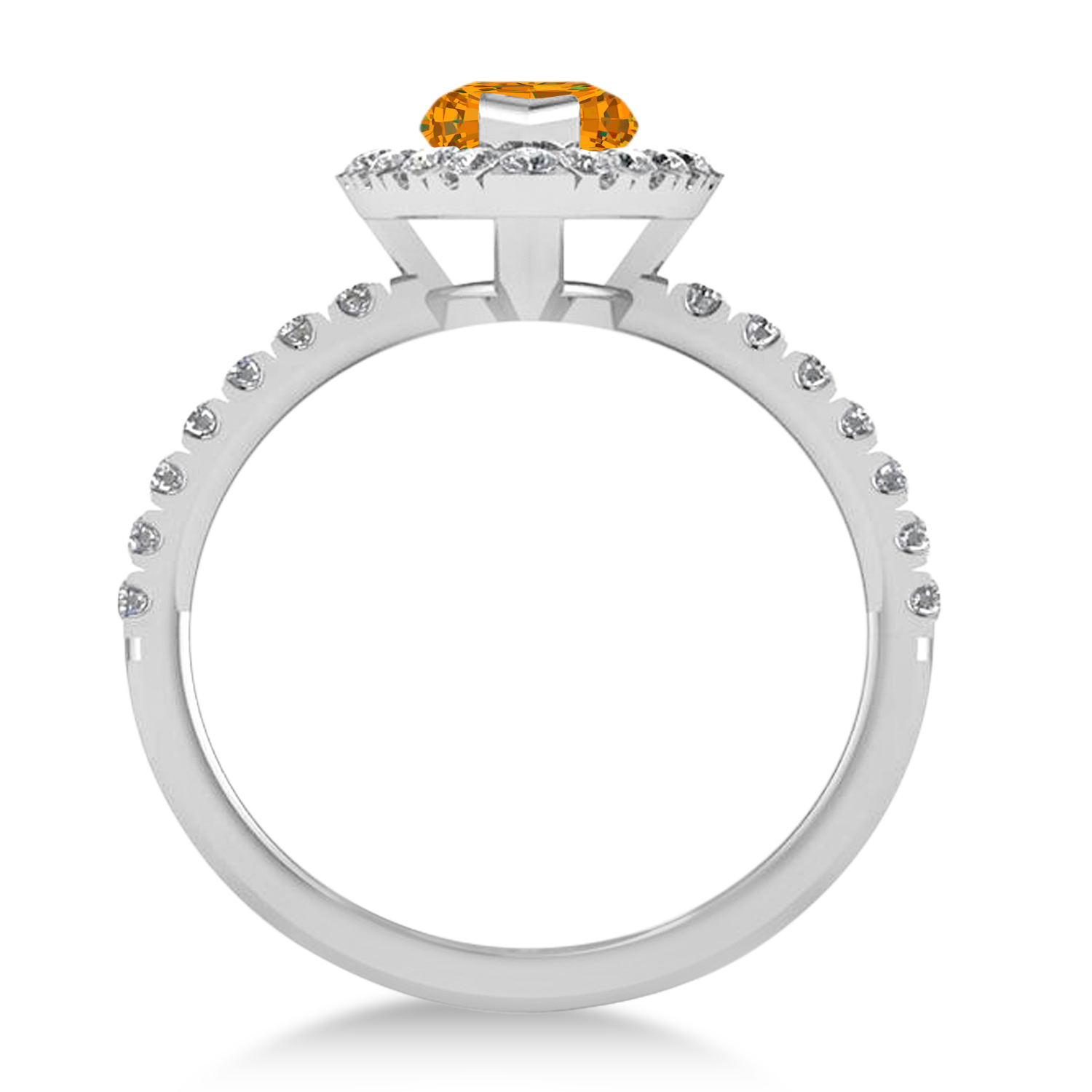 Citrine & Diamond Marquise Halo Engagement Ring 14k White Gold (1.84ct)