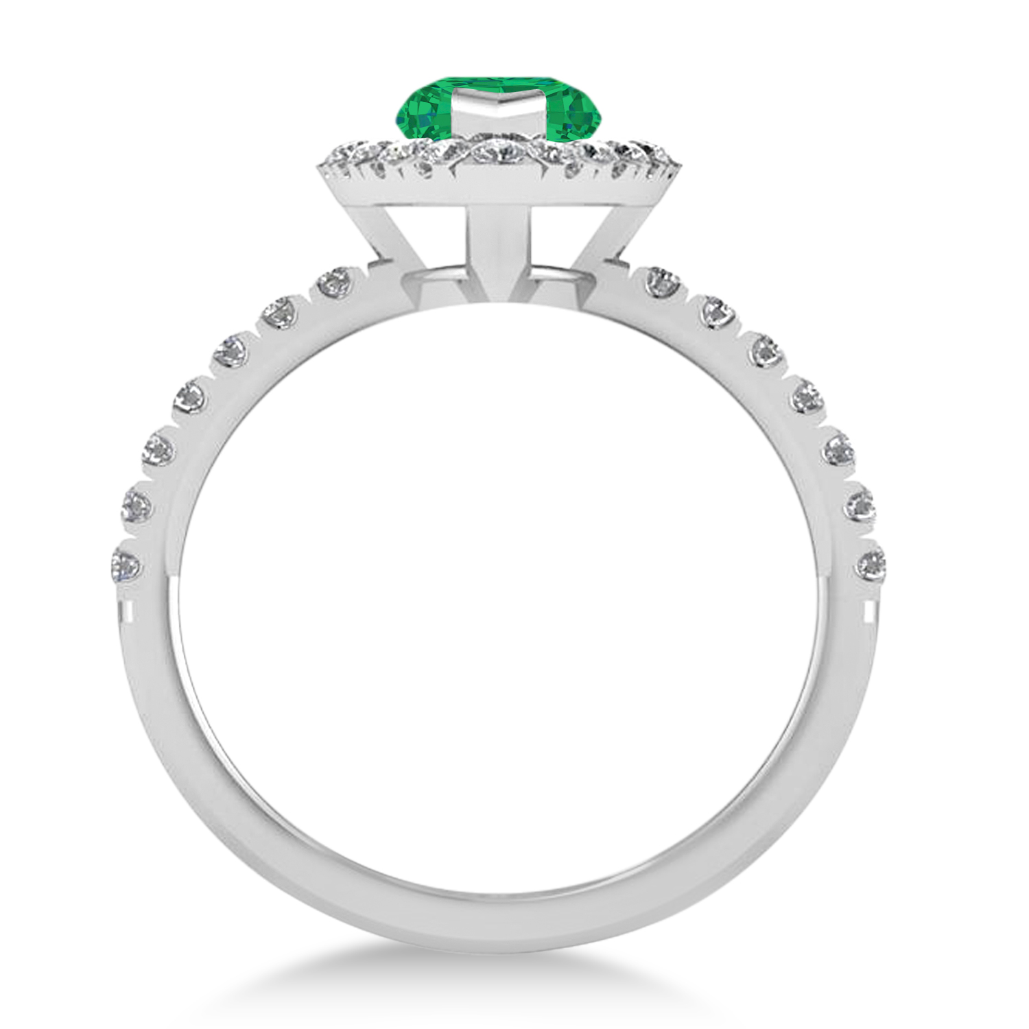 Emerald & Diamond Marquise Halo Engagement Ring 14k White Gold (1.84ct)