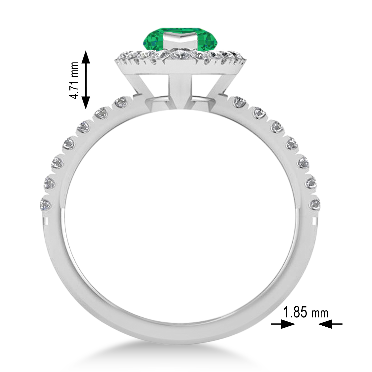 Emerald & Diamond Marquise Halo Engagement Ring 14k White Gold (1.84ct)