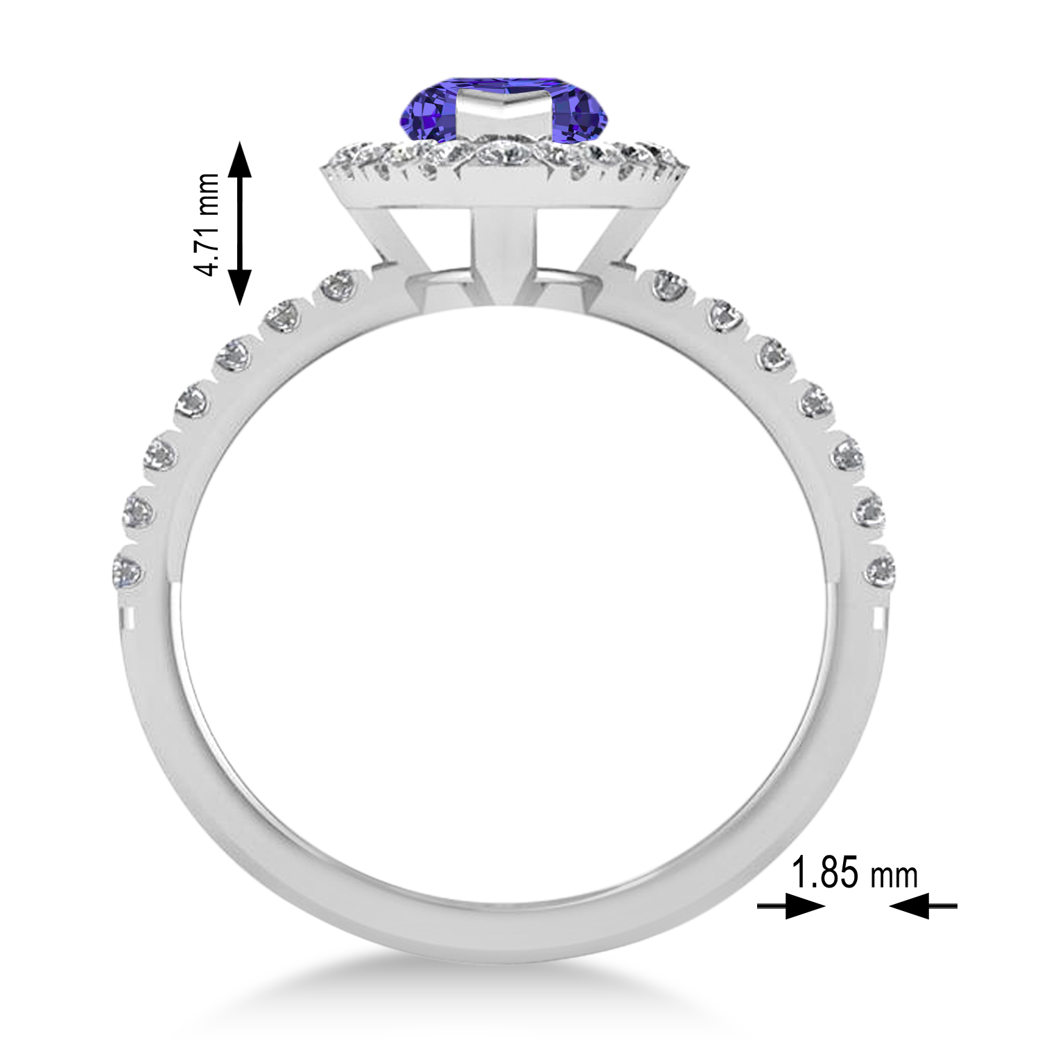 Tanzanite & Diamond Marquise Halo Engagement Ring 14k White Gold (1.84ct)