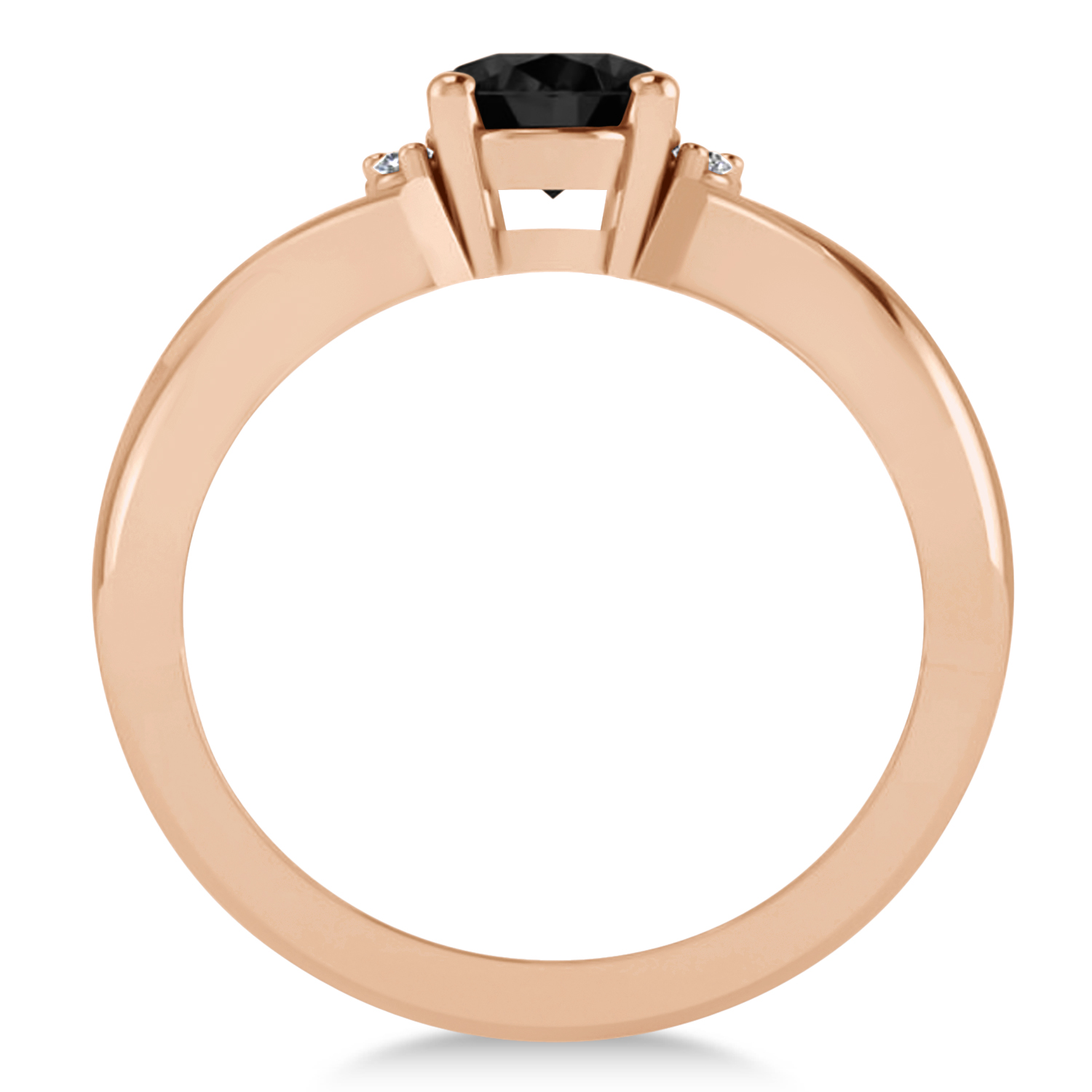 Oval Cut Black & White Diamond Engagement Ring With Split Shank 14k Rose Gold (1.59 ct)