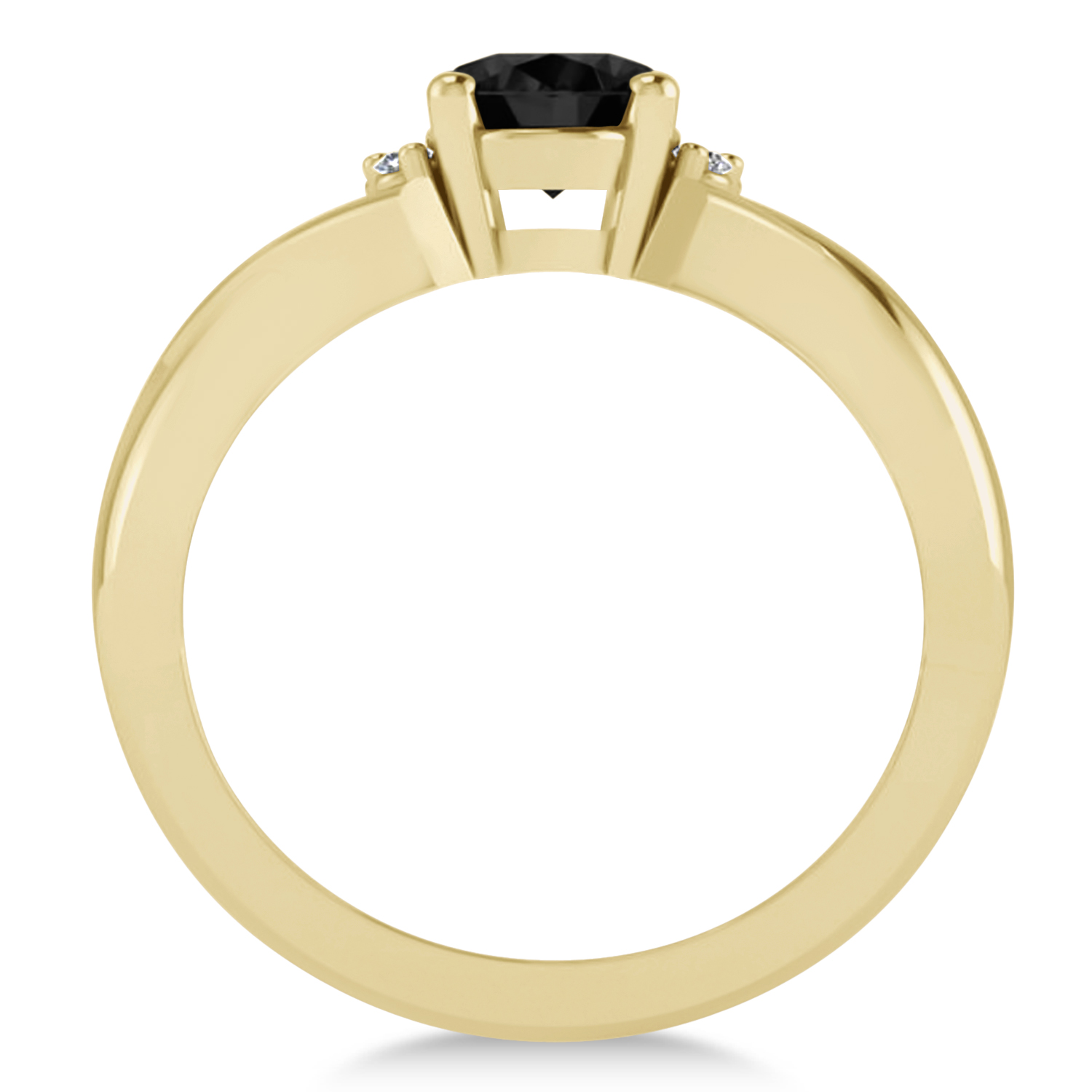 Oval Cut Black & White Diamond Engagement Ring With Split Shank 14k Yellow Gold (1.59 ct)
