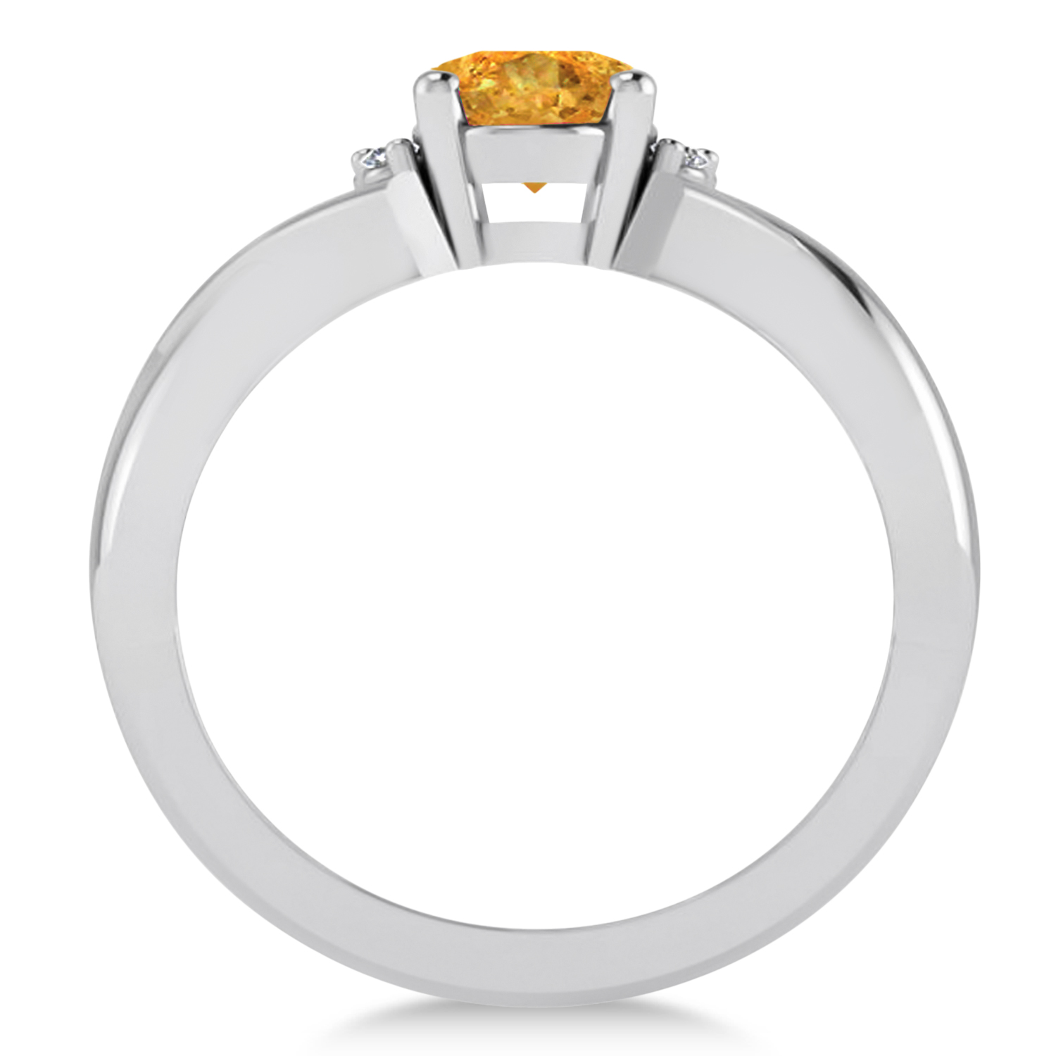 Oval Cut Citrine & Diamond Engagement Ring With Split Shank 14k White Gold (1.69ct)
