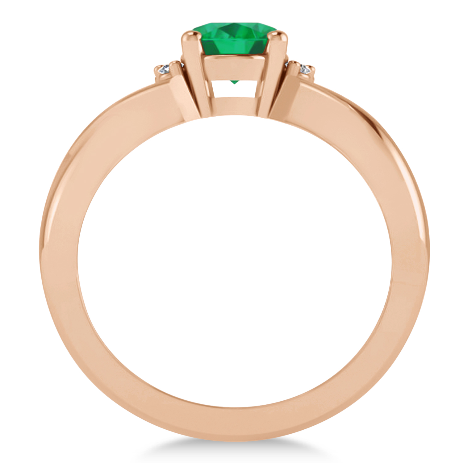 Oval Cut Emerald & Diamond Engagement Ring With Split Shank 14k Rose Gold (1.69ct)
