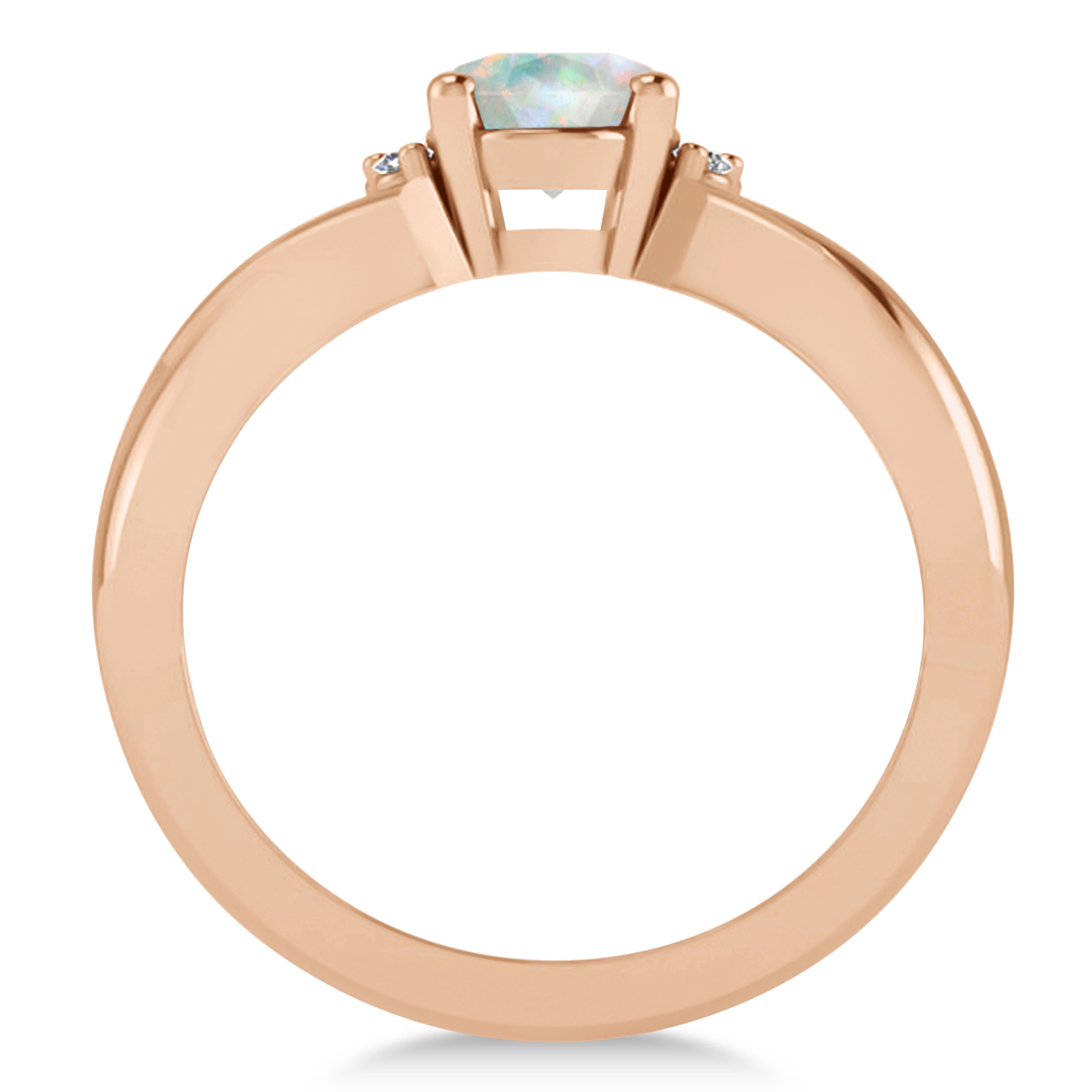 Oval Cut Opal & Diamond Engagement Ring With Split Shank 14k Rose Gold (1.69ct)