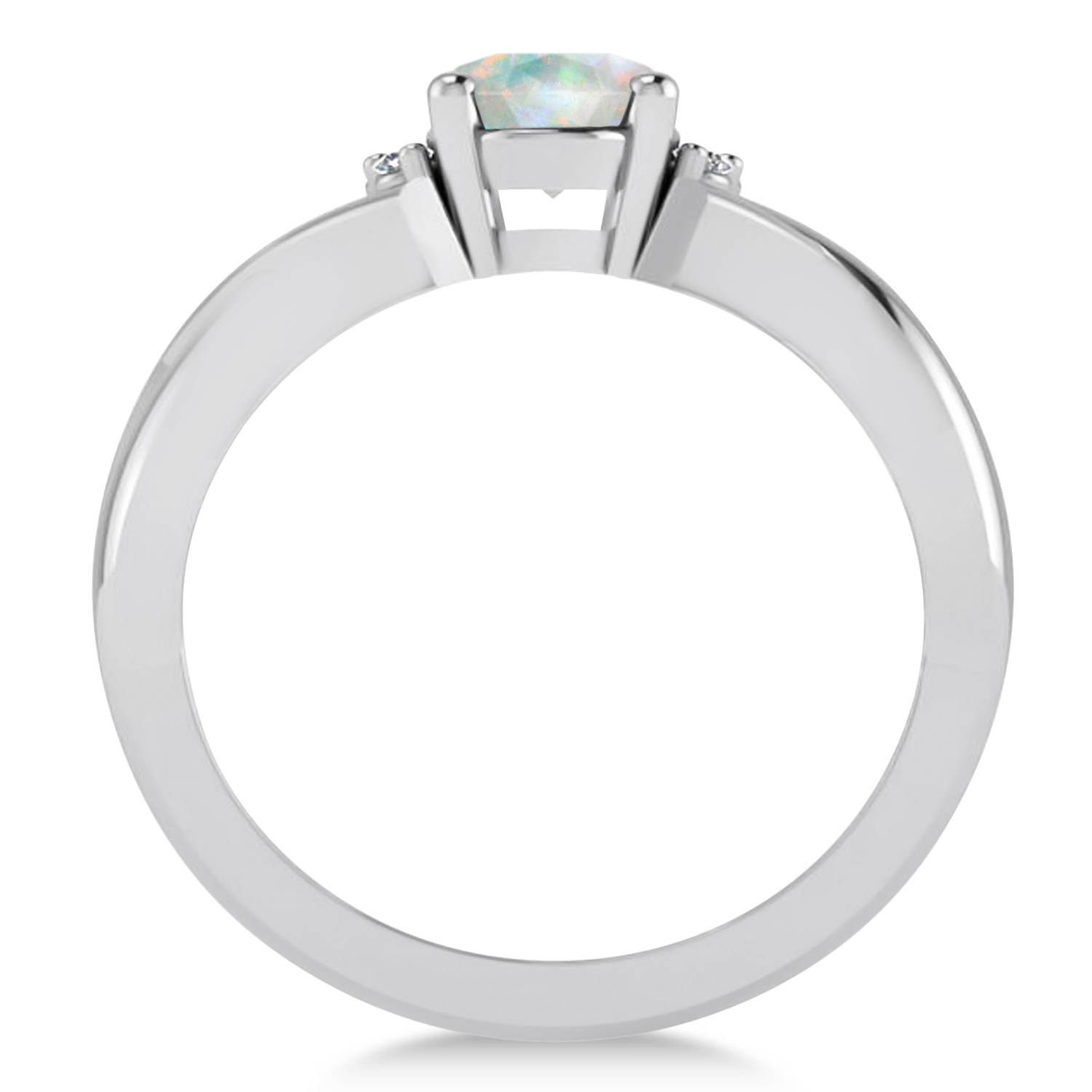 Oval Cut Opal & Diamond Engagement Ring With Split Shank 14k White Gold (1.69ct)