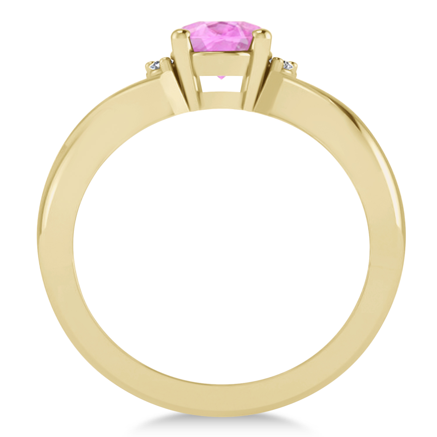 Oval Cut Pink Sapphire & Diamond Engagement Ring With Split Shank 14k Yellow Gold (1.69ct)
