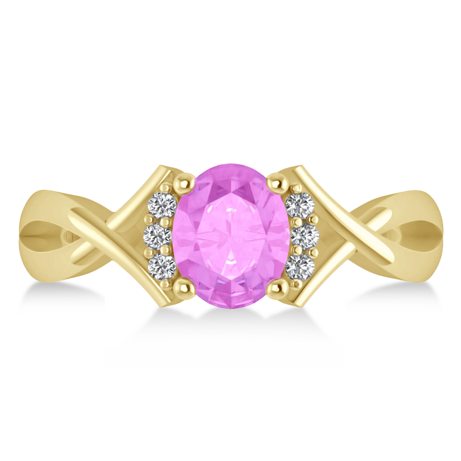 Oval Cut Pink Sapphire & Diamond Engagement Ring With Split Shank 14k Yellow Gold (1.69ct)