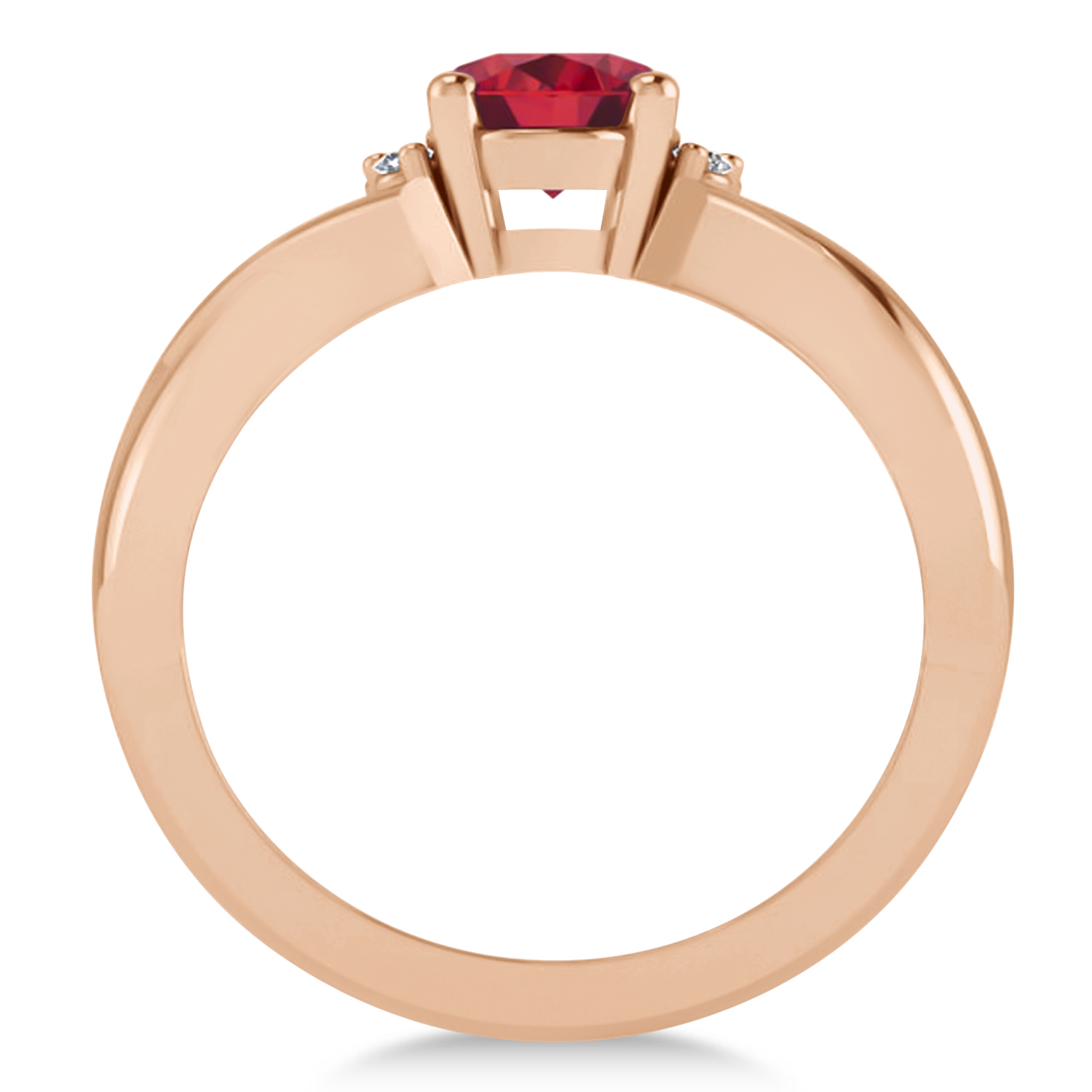 Oval Cut Ruby & Diamond Engagement Ring With Split Shank 14k Rose Gold (1.69ct)
