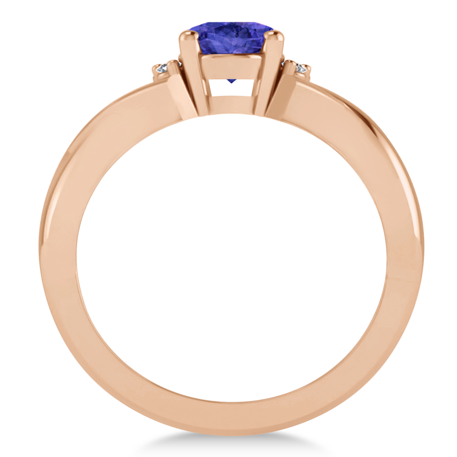 Oval Cut Tanzanite & Diamond Engagement Ring With Split Shank 14k Rose Gold (1.69ct)