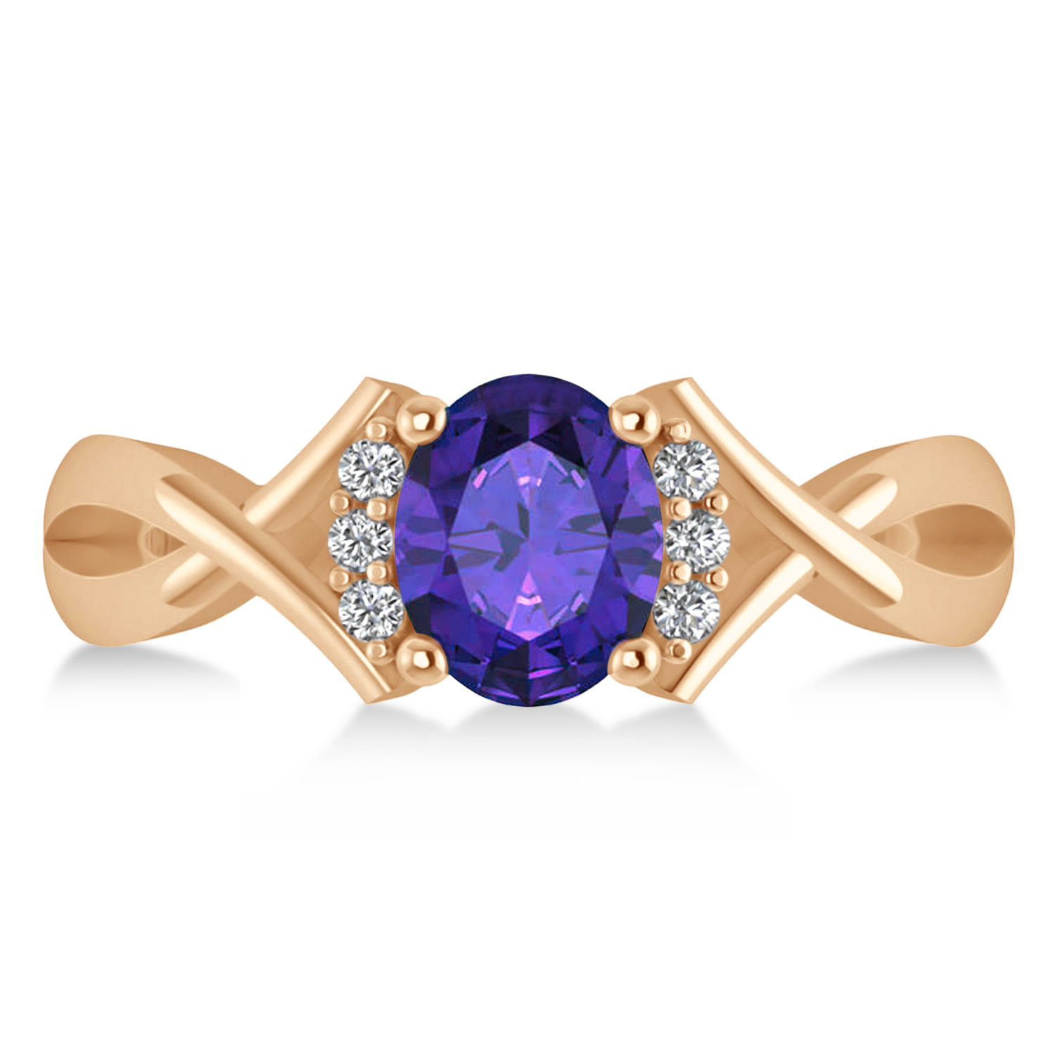 Oval Cut Tanzanite & Diamond Engagement Ring With Split Shank 14k Rose Gold (1.69ct)