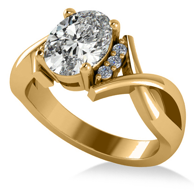 Twisted Oval Diamond Engagement Ring 14k Yellow Gold (2.09ct)