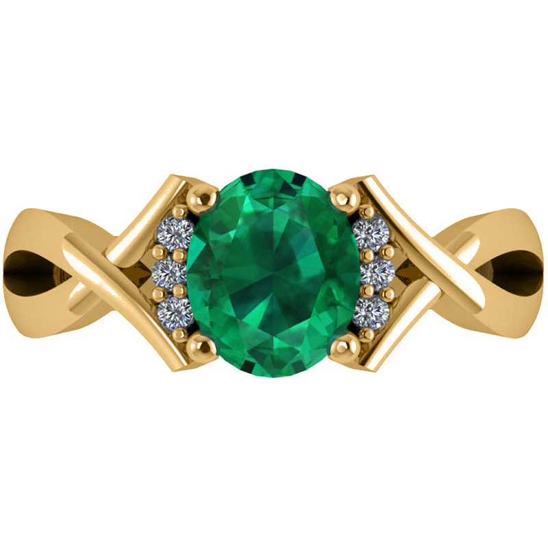 Twisted Oval Emerald Engagement Ring 14k Yellow Gold (1.99ct)