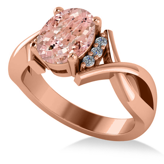 Twisted Oval Pink Morganite Engagement Ring 14k Rose Gold (2.69ct)