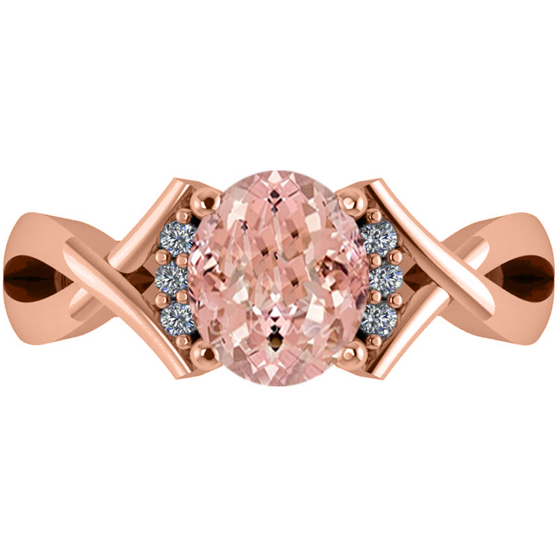 Twisted Oval Pink Morganite Engagement Ring 14k Rose Gold (2.69ct)