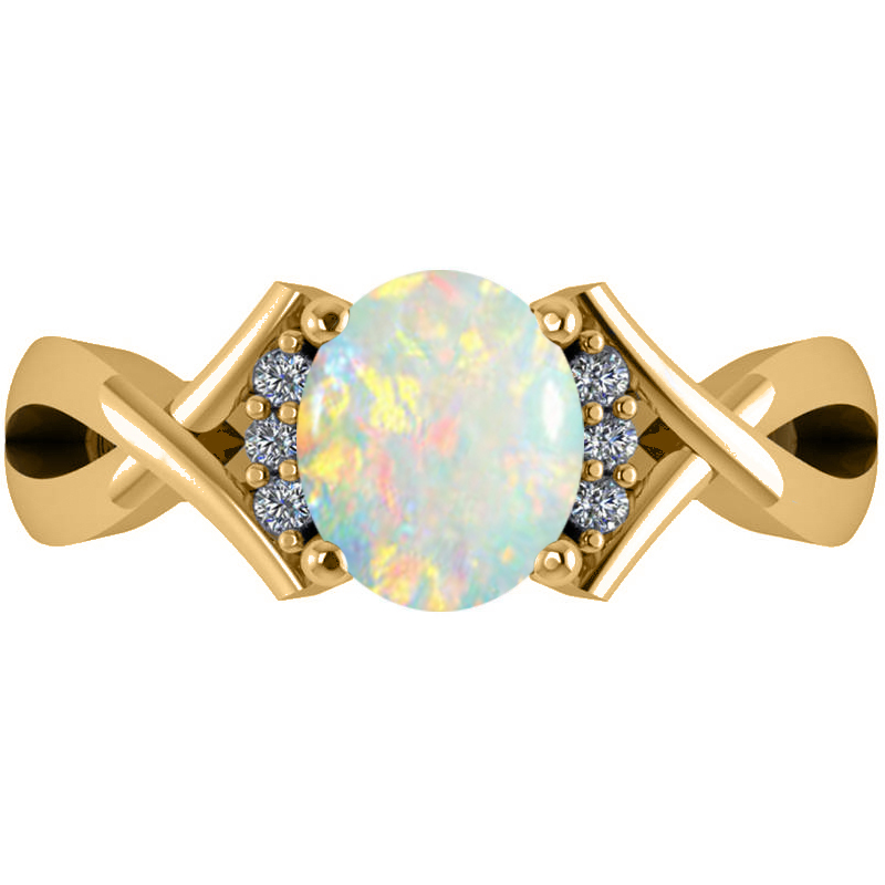 Twisted Oval Opal Engagement Ring 14k Yellow Gold (1.19ct)