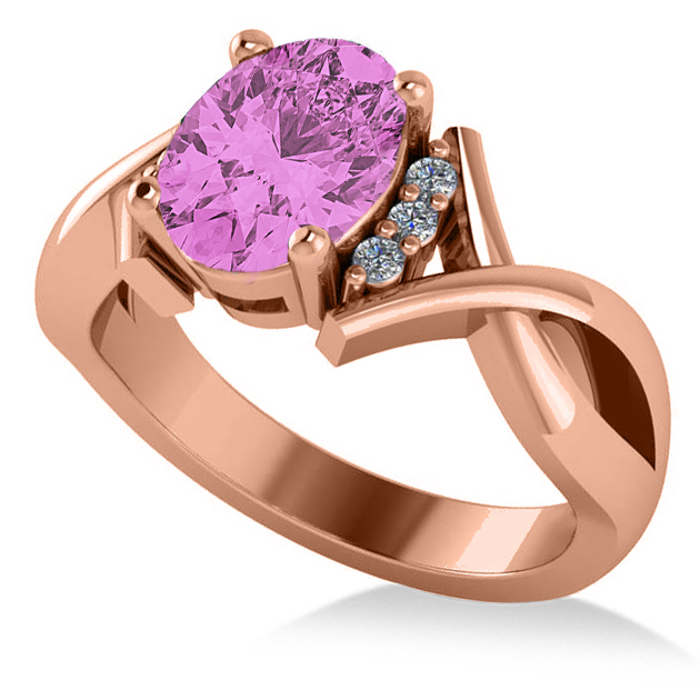 Twisted Oval Pink Sapphire Engagement Ring 14k Rose Gold (2.29ct)