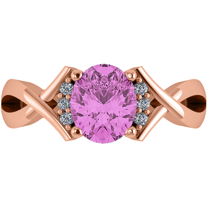 Twisted Oval Pink Sapphire Engagement Ring 14k Rose Gold (2.29ct)