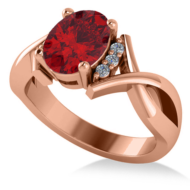Twisted Oval Ruby Engagement Ring 14k Rose Gold (2.29ct)