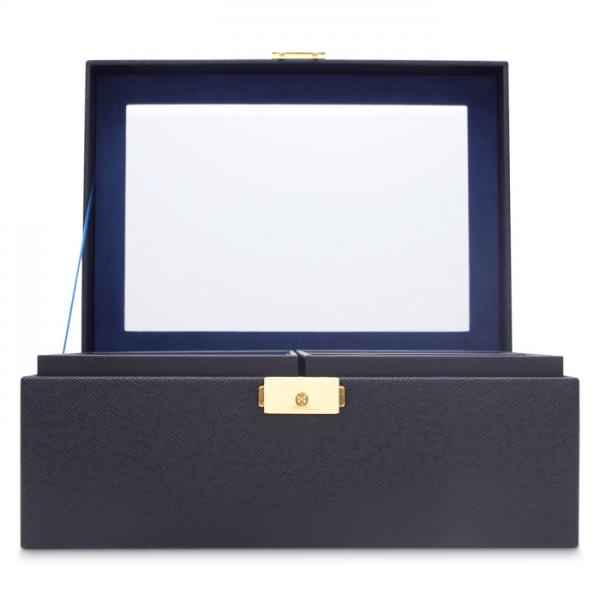 WOLF Brighton Women's Medium Faux Leather Jewelry Box w/ Mirror 2 Lift-Out Trays