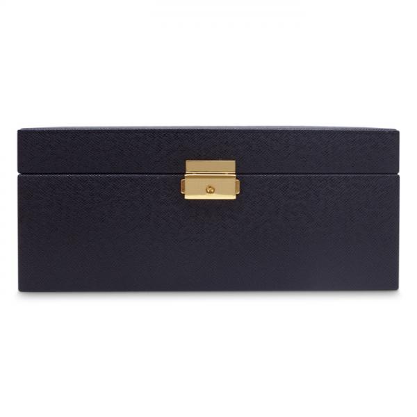 WOLF Brighton Women's Medium Faux Leather Jewelry Box w/ Mirror 2 Lift-Out Trays