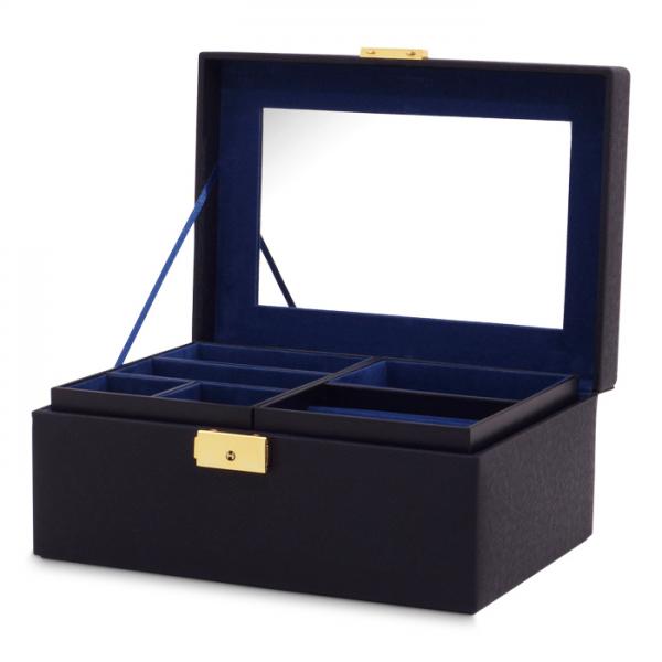 WOLF Brighton Women's Faux Leather Small Jewelry BoxMirror Lock 2 Lift