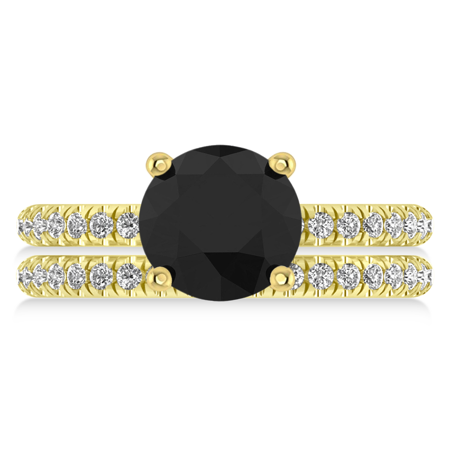 Black & White Diamond Round-Set Semi-Eternity Bridal Set 18k Yellow Gold (2.62ct)