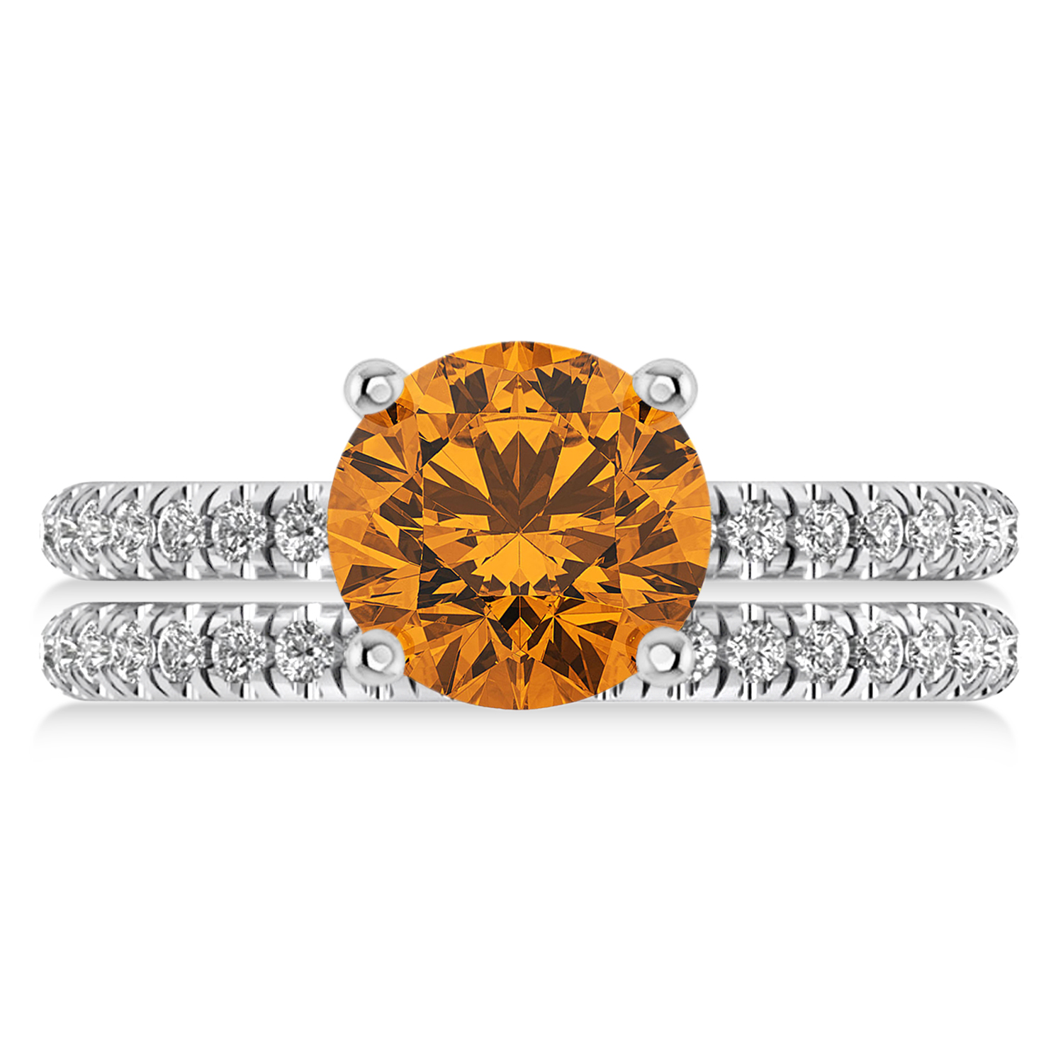 Citrine & Diamond Round-Set Semi-Eternity Bridal Set 18k White Gold (2.42ct)