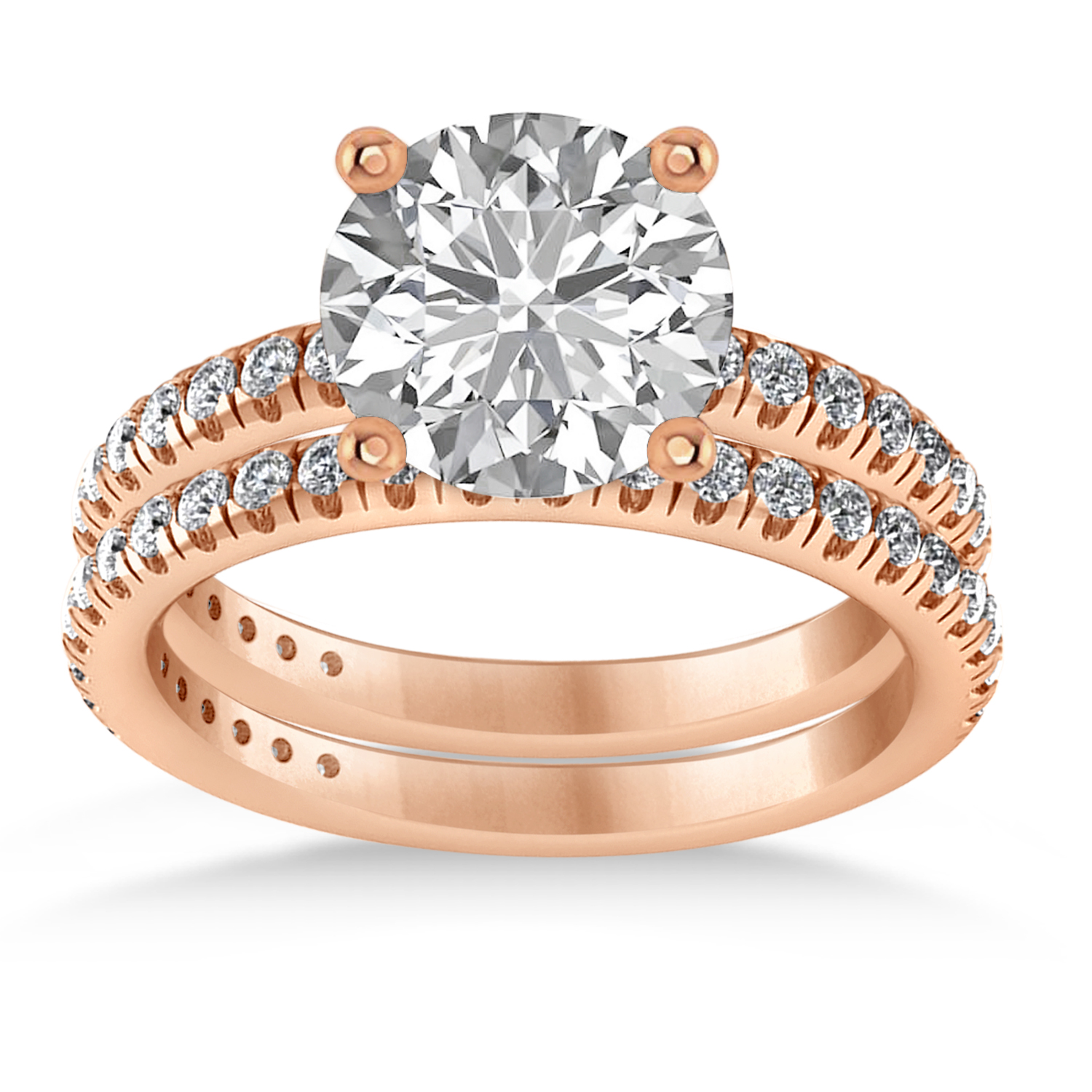 Lab Grown Diamond Round-Set Semi-Eternity Bridal Set 14k Rose Gold (2.62ct)