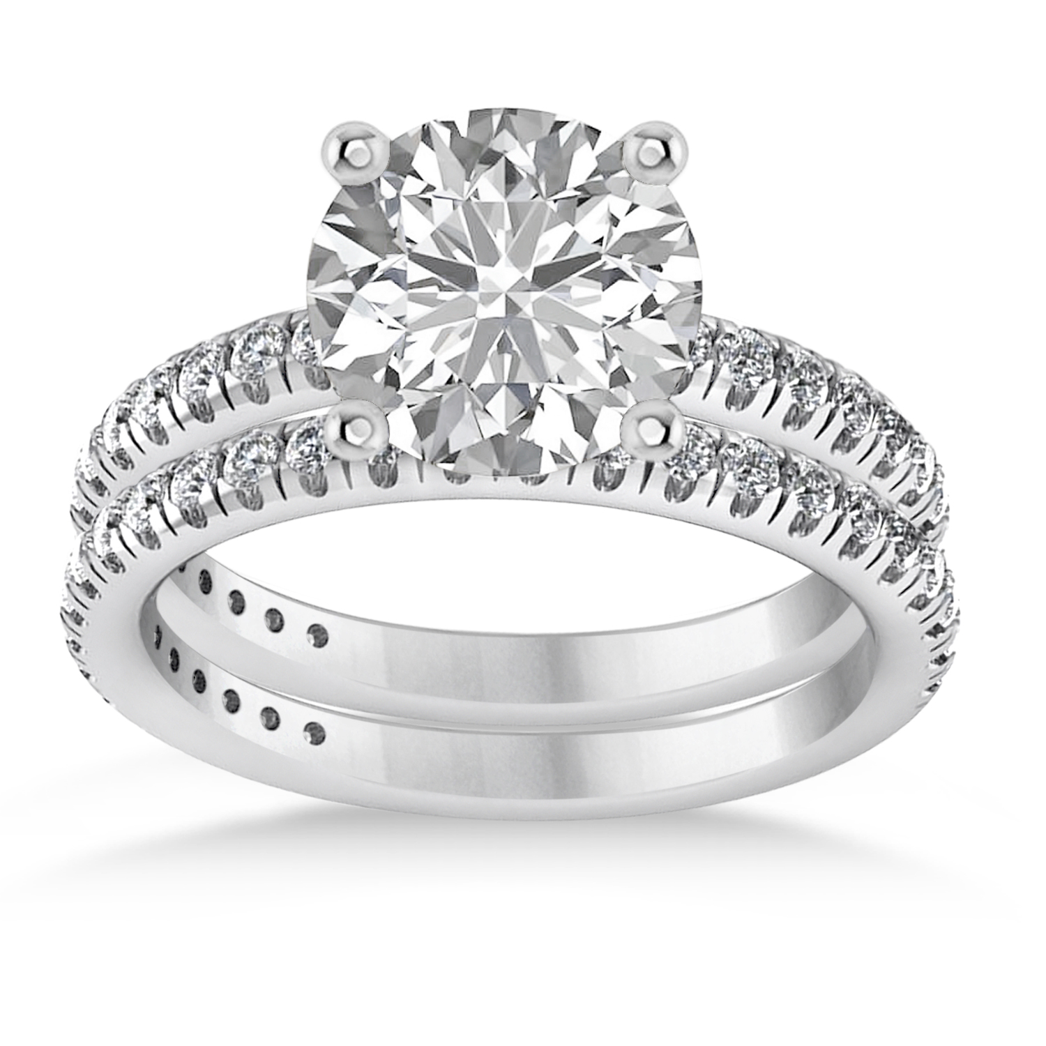 Lab Grown Diamond Round-Set Semi-Eternity Bridal Set 18k White Gold (2.62ct)