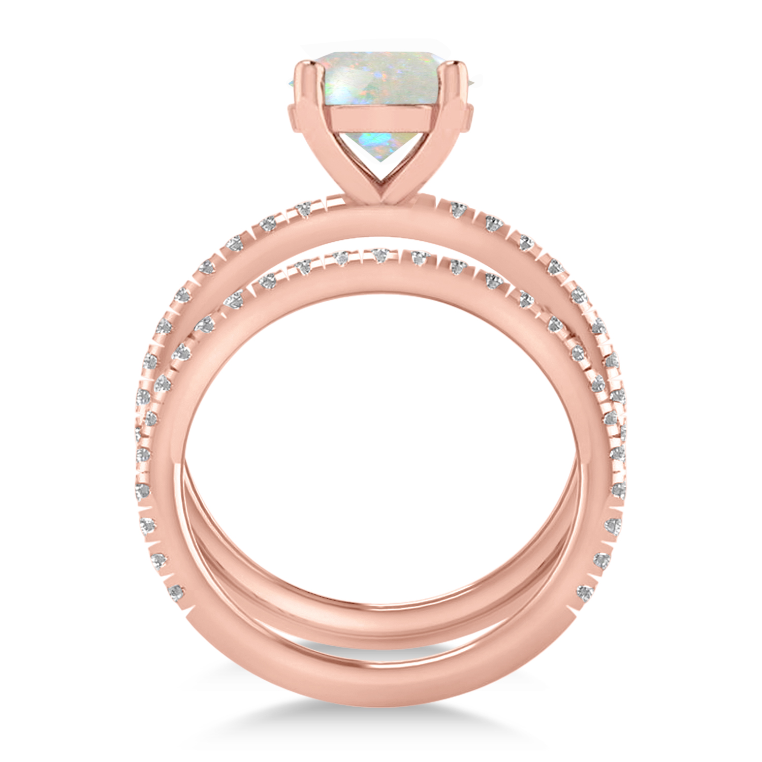 Opal & Diamond Round-Set Semi-Eternity Bridal Set 18k Rose Gold (1.92ct)