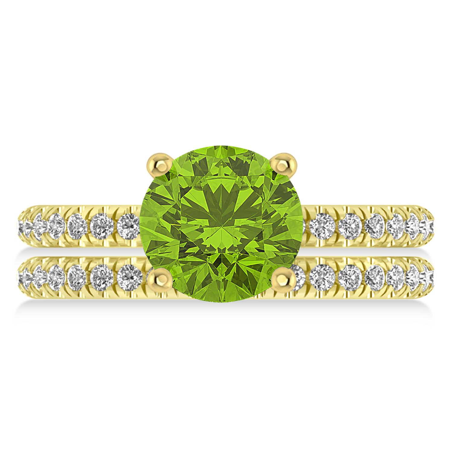 Peridot & Diamond Round-Set Semi-Eternity Bridal Set 14k Yellow Gold (2.62ct)
