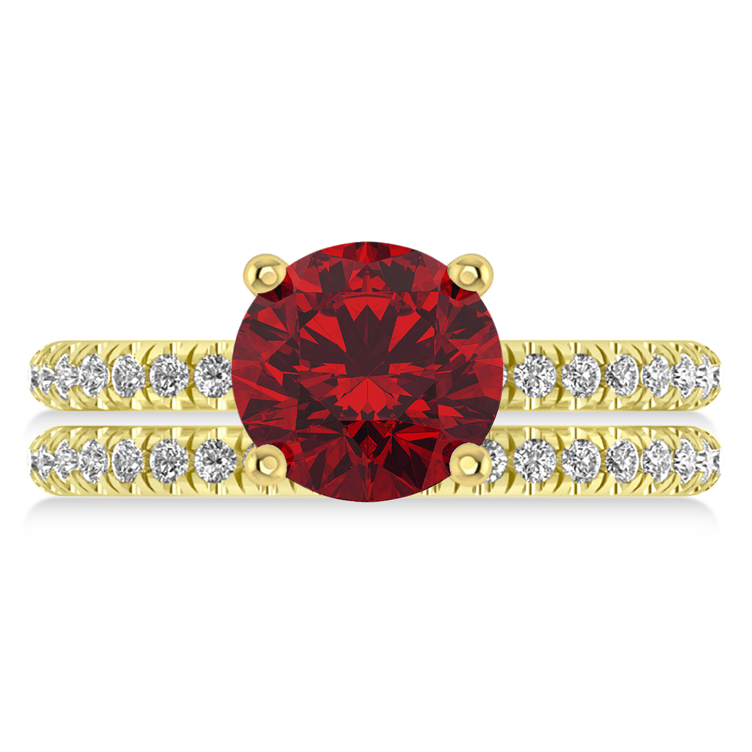 Ruby & Diamond Round-Set Semi-Eternity Bridal Set 14k Yellow Gold (2.92ct)