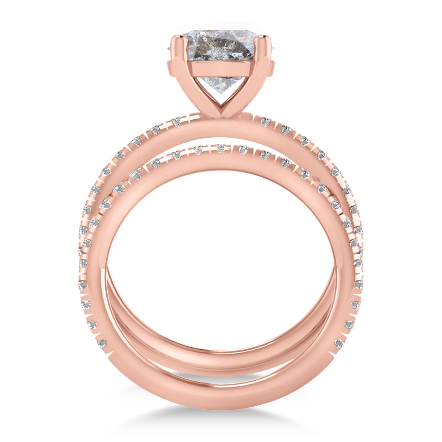 Salt and Pepper & White Diamond Round-Set Semi-Eternity Bridal Set 18k Rose Gold (2.62ct)