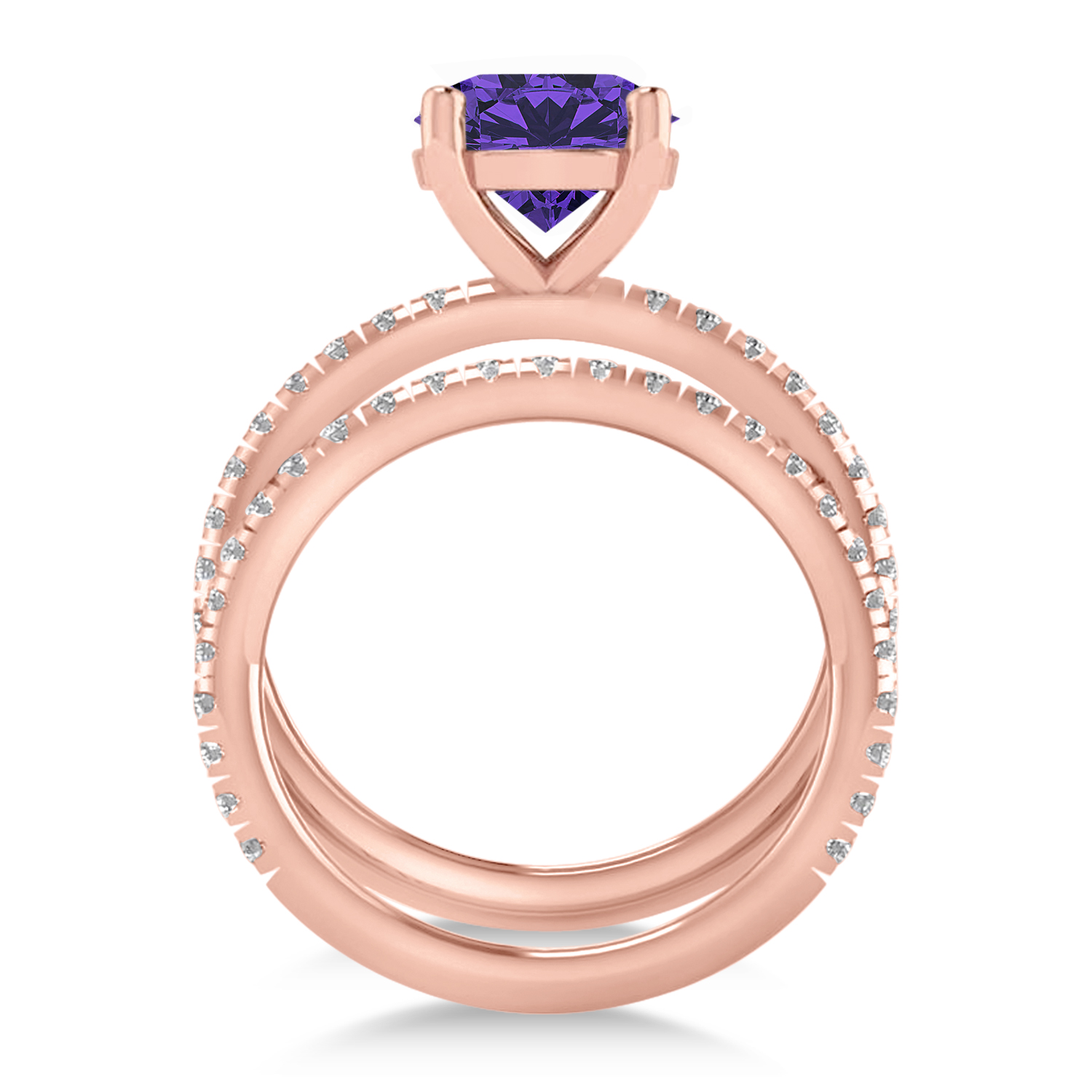 Tanzanite & Diamond Round-Set Semi-Eternity Bridal Set 18k Rose Gold (2.92ct)