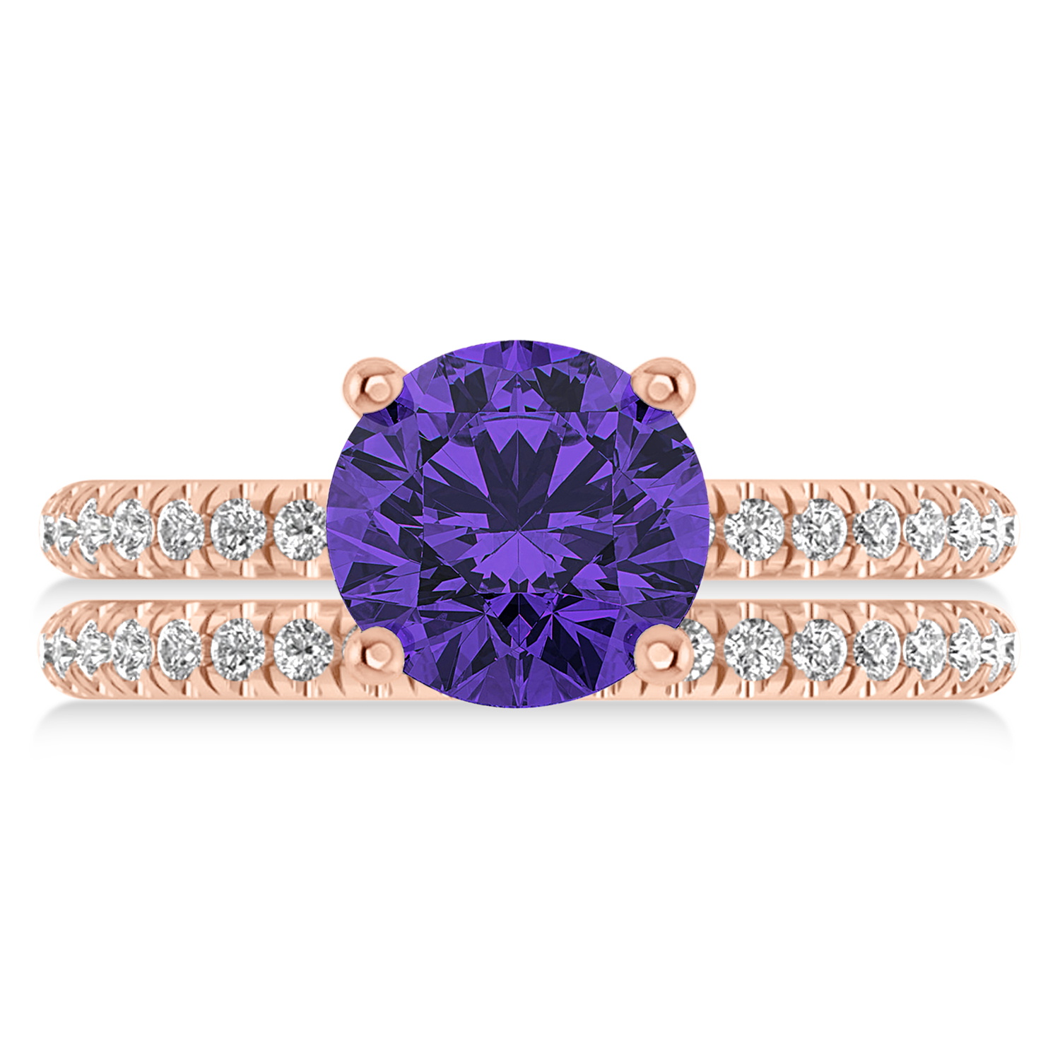 Tanzanite & Diamond Round-Set Semi-Eternity Bridal Set 18k Rose Gold (2.92ct)