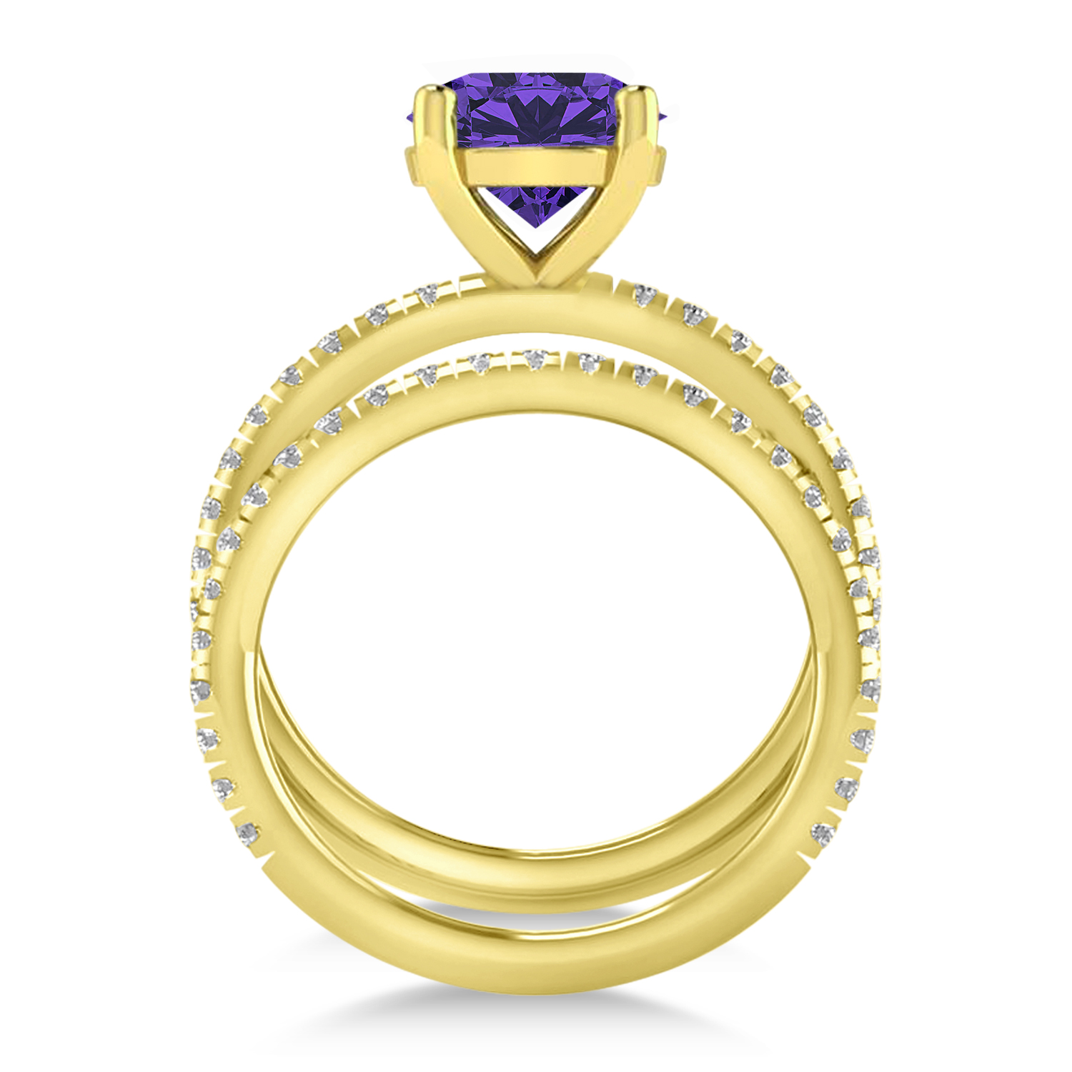 Tanzanite & Diamond Round-Set Semi-Eternity Bridal Set 18k Yellow Gold (2.92ct)