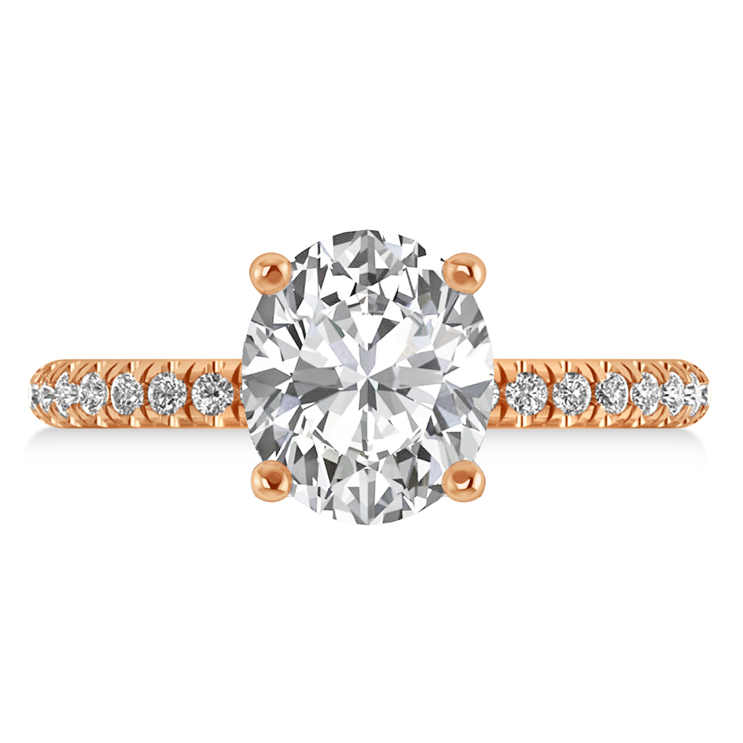 Diamond Oval-Set Engagement Ring 18k Rose Gold (3.36ct)