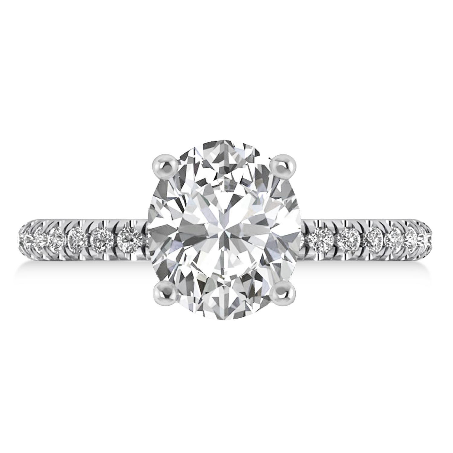 Diamond Oval-Set Engagement Ring Palladium (3.36ct)