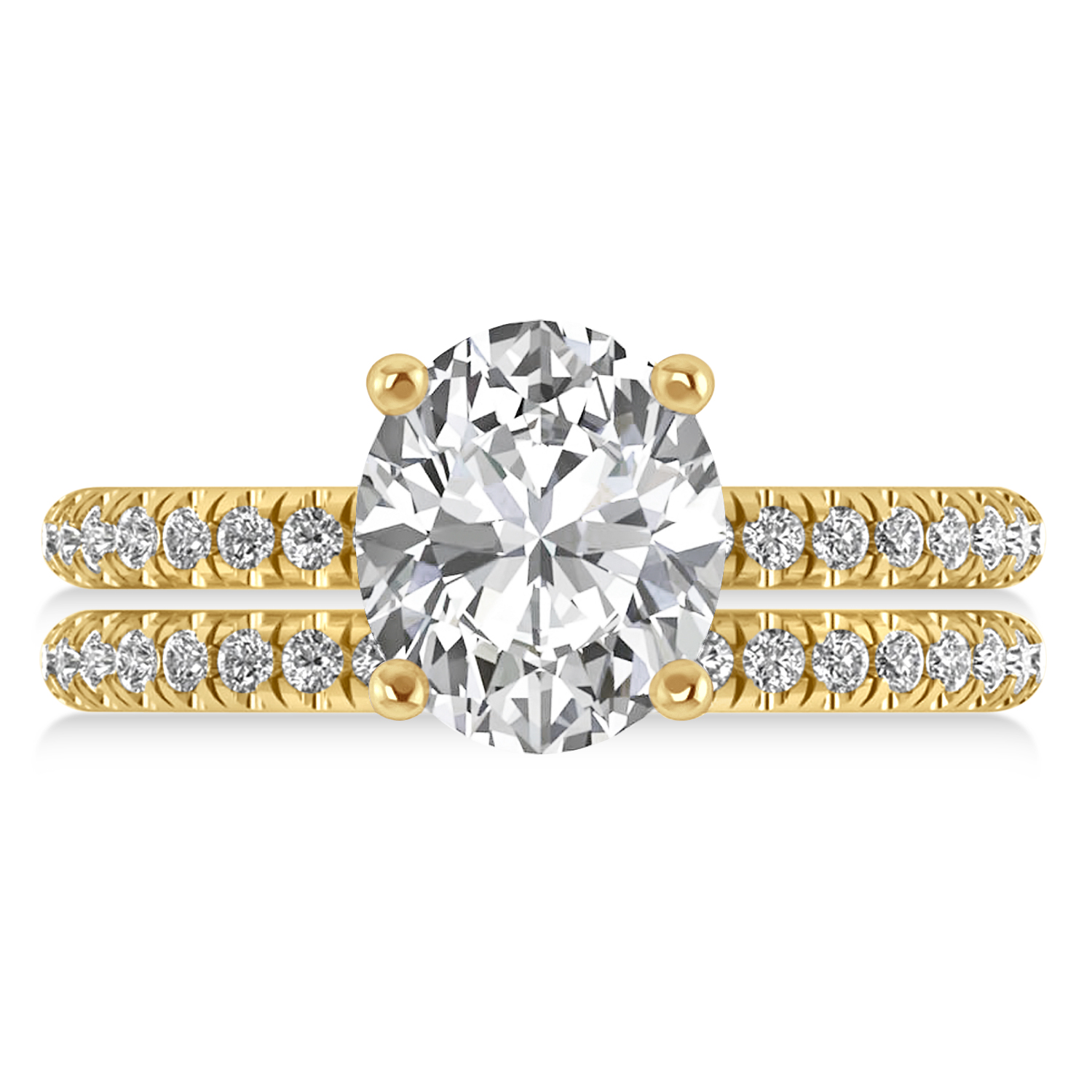 Diamond Oval-Set Semi-Eternity Bridal Set 18k Yellow Gold (3.77ct)